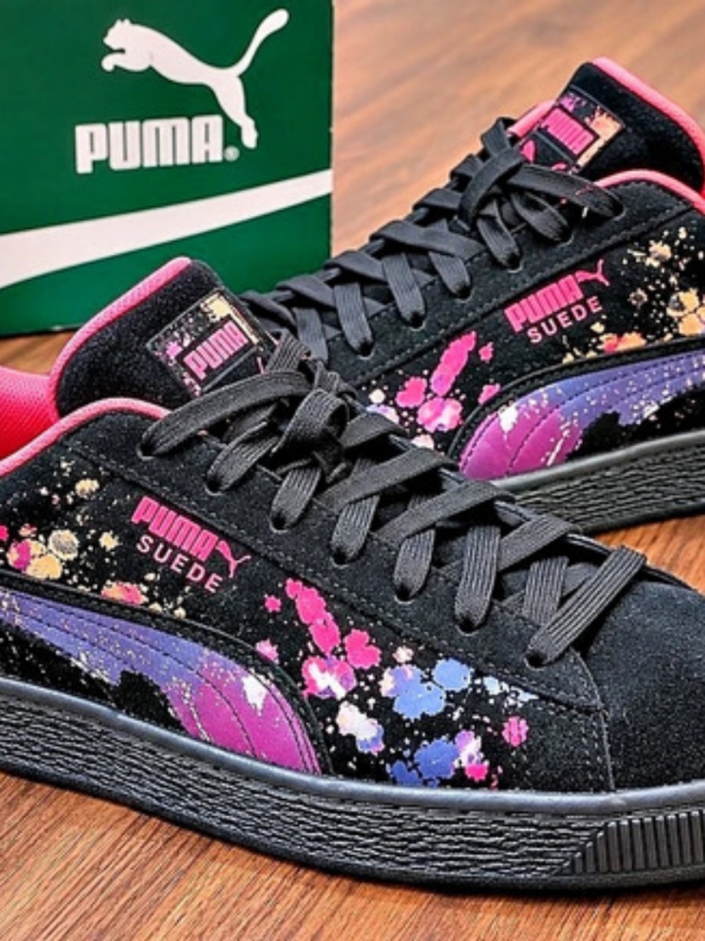 Puma Suede Classic Floral Sneakers Black & Pink US 10